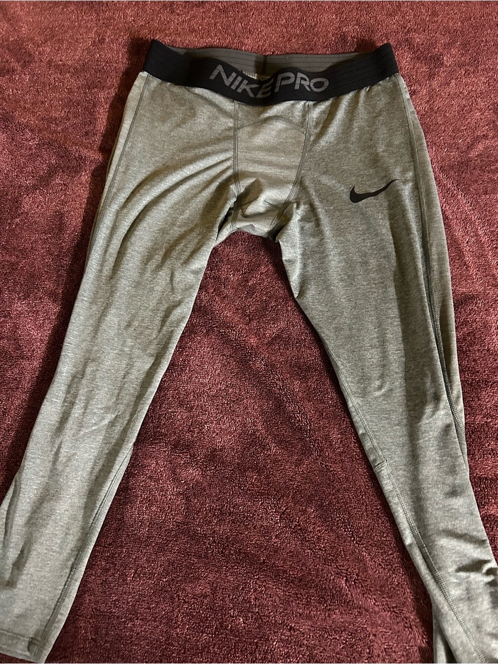 Nike Pro Gray Men’s Compression Tights with Black Waistband XL